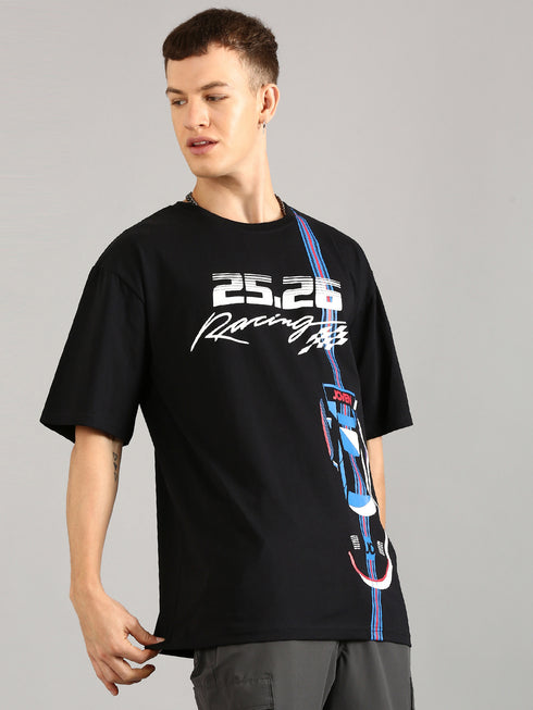 Black Oversized Printed T-shirt